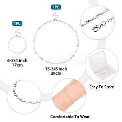 1 Set Herz-Gliederkettenarmband und Halskette aus Messing&nbsp;SJEW-TA0001-05