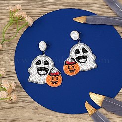 Halloween-Geist mit Kürbis-Ohrstecker aus Glasperlen&nbsp;FS-WGC1EA3-01