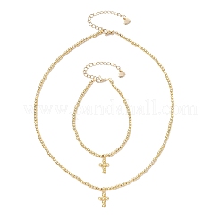 Schmucksets mit runden Perlen aus Messing&nbsp;SJEW-JS01348