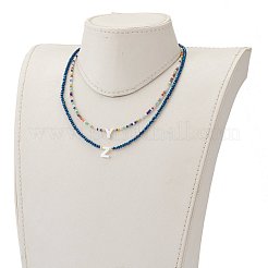 Ensembles de colliers pendentif lettre mixte coquillage naturel&nbsp;NJEW-JN03303