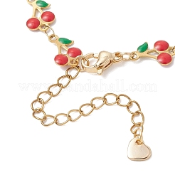 Bracelets en acier inoxydable 304 émaillé à maillons cerise&nbsp;BJEW-JB13002
