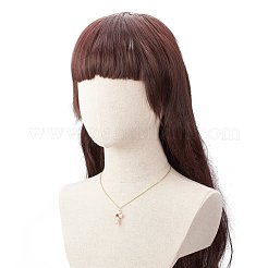 Collar con colgante de cruz trenzada de perla y ágata roja natural&nbsp;NJEW-JN03920-03