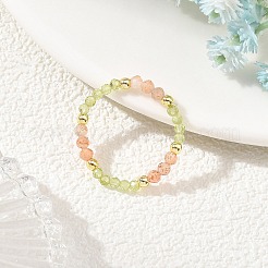 Anelli elasticizzati regolabili da donna con peridoto naturale&nbsp;RJEW-JR01093-02