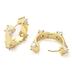 Orecchino a cerchio con micro pavé di zirconi in ottone placcato cremagliera&nbsp;EJEW-C079-06G