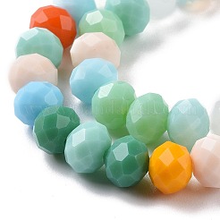 Electrochapa perla brillo plateado imitación jade cristal facetado rondelle cuentas hebras&nbsp;EGLA-F020-02-8mm