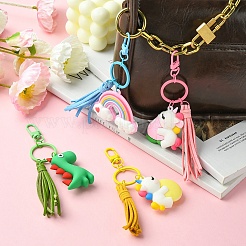 Porte-clés arc-en-ciel/licorne/dinosaure en pvc&nbsp;KEYC-YW00007