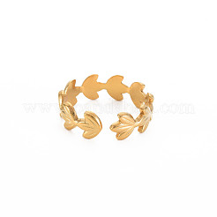 Anillo abierto de flor de acero inoxidable 304 con revestimiento iónico (IP) para mujer&nbsp;RJEW-S405-197G