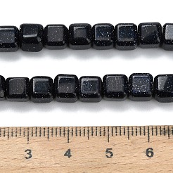 Synthetische blauen goldstone Perlen Stränge&nbsp;G-L642-C01-6x6mm