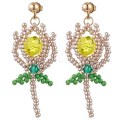 Aretes colgantes con cuentas de vidrio&nbsp;EJEW-MZ00326