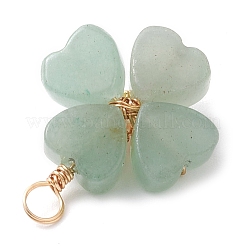 Pendentifs en trèfle en aventurine verte naturelle&nbsp;PALLOY-JF03180-02