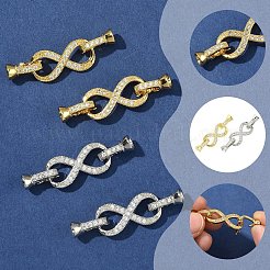 2 fermoir déployant en laiton micro pavé de zircone cubique transparente&nbsp;KK-YW0003-54P