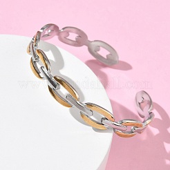 Bracciali rigidi bicolore in acciaio inossidabile 304&nbsp;BJEW-A160-01PG