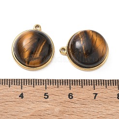 Pendentifs en acier inoxydable 304 et œil de tigre naturel&nbsp;SA-CBA11D7-03G
