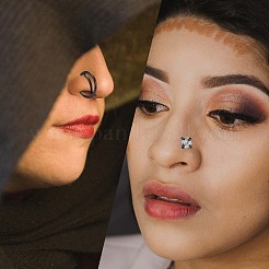 21pcs 21 estilo claro circonio cúbico flor y plano redondo y corazón nariz tachuelas y anillos conjunto&nbsp;JX527D