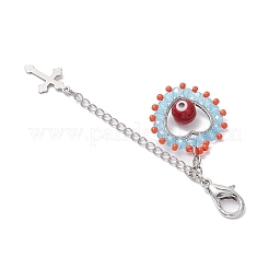 Decorazioni con ciondolo a forma di cuore con perline di vetro e lampada fatta a mano contro il malocchio&nbsp;HJEW-MZ00211-03