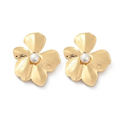 Boucles d'oreilles à tige en acier inoxydable 304 avec perles en plastique ABS pour femmes&nbsp;EJEW-U046-12B-G