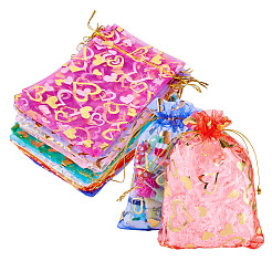 55 Stück rechteckige Organza-Geschenkbeutel mit Kordelzug in 11 Farben&nbsp;PAAG-TA0001-02