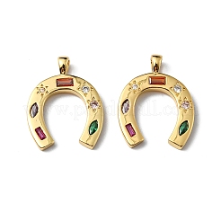 Porte micro ouvrent pendentifs zircone cubique en laiton de placage&nbsp;X-KK-P235-11G