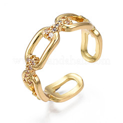 Bague de manchette en forme de chaîne avec zircone cubique transparente&nbsp;RJEW-N035-055-NF