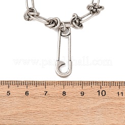 Collane con ciondolo unisex vintage in acciaio inossidabile 304 con spilla di sicurezza&nbsp;NJEW-C115-09AS
