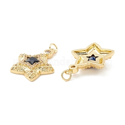 Ciondoli con micro pavé di ottone placcato a cremagliera e zirconi cubici blu notte&nbsp;KK-D073-11G