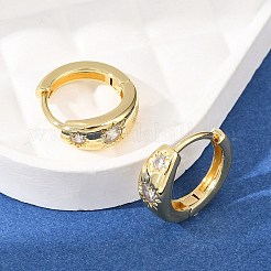 Pendientes de aro con micropavé de circonitas cúbicas transparentes de latón Sun&nbsp;EJEW-D348-19G