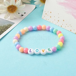 Ensemble de bracelet extensible en perles acryliques opaques pour enfant&nbsp;BJEW-JB06589