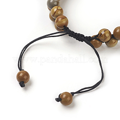 Bracelets de perle tressés réglables en bois pétrifié naturel&nbsp;BJEW-E351-01H