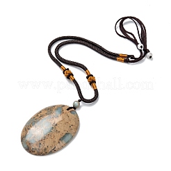 Collane con ciondolo graduato in diaspro naturale acqua terra regolabile&nbsp;G-C074-05