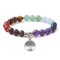 3 pièce de 3 styles de bracelets extensibles en perles de pierres précieuses chakra&nbsp;BJEW-JB10204