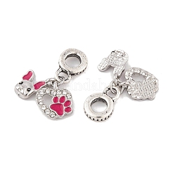Charms pendenti europei in strass di cristallo in lega di placcatura a cremagliera&nbsp;FIND-C055-28P