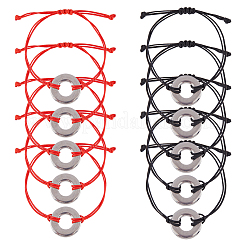 10 Stück 2 Farben umweltfreundliche koreanische geflochtene Perlenarmbänder aus gewachstem Polyester&nbsp;BJEW-DC00004