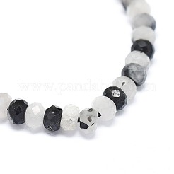 Natürliche turmalinierte Quarz / schwarze Rutilquarz Perlen Stränge&nbsp;G-F632-22E