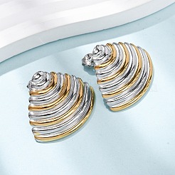 Boucles d'oreilles puces en acier inoxydable 304 bicolores en forme de coquillage&nbsp;EJEW-H176-01GP