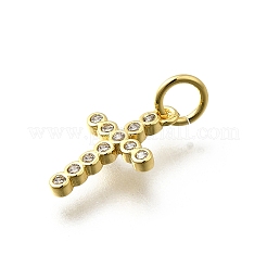 Breloques en laiton avec zircone cubique de micro pave&nbsp;KK-P295-54G