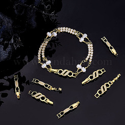 8 pz. 2 stili di fermagli per cinturini per orologi in ottone placcato con micro pavé di zirconi cubici trasparenti&nbsp;ZIRC-ME0001-03