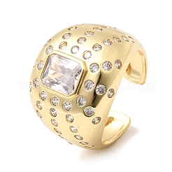 Offene Manschettenringe aus Messing mit Mikropavé und Zirkonia für Damen&nbsp;RJEW-L343-03G-02