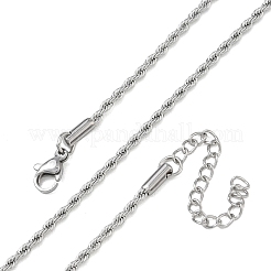 10 collier chaîne corde en acier inoxydable 304 de 2 mm&nbsp;NJEW-G203-08P