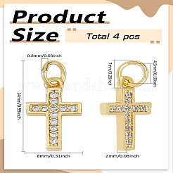 4 Stück CZ Messing Micro Pave Zirkonia Kreuz Charms&nbsp;ZIRC-LP0001-09