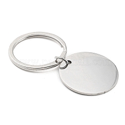 Porte-clés rond plat en acier inoxydable 304 anti-ternissement avec pendentif « moi aussi » sur le thème de la Saint-Valentin&nbsp;KEYC-K018-01P-01