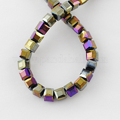 FilI di perline in vetro placcato&nbsp;X-EGLA-R030-8x8mm-07