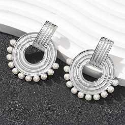 Ohrstecker aus ABS-Kunstperle aus 304 Edelstahl&nbsp;LS-EJEW-M069-02P