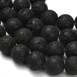 Fili di perle rotonde di roccia lavica naturale&nbsp;G-M169-18mm-03