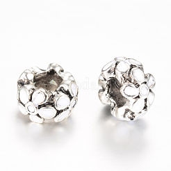 Argento antico in lega dello smalto placcato stile fiore grande buco perline europei&nbsp;MPDL-R041-05A