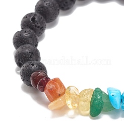 Kreuz-Stretch-Armbänder aus natürlichen und synthetischen gemischten Steinsplittern und Lavasteinen und Legierungen&nbsp;BJEW-JB08570