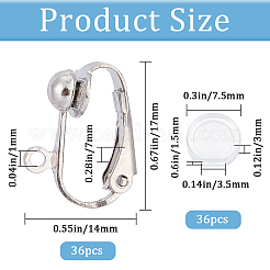 36 stück messing clip-on ohrring Zubehör&nbsp;KK-SP0001-08P