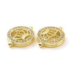 Charms connettore in ottone placcato cremagliera con micro pavé di zirconi chiari&nbsp;KK-C008-10G