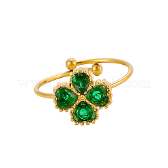 Anelli con polsino in acciaio inossidabile 304 con zirconi cubici per donna&nbsp;STAS-OY012-50G