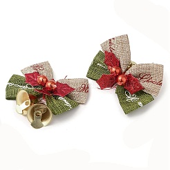 Accessoires d'ornement de nœud papillon en polyester de noël&nbsp;DIY-K062-01G-01