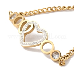 304 Edelstahl Micro Pave Zirkonia Gliederarmband für Damen&nbsp;BJEW-C070-03A-G
